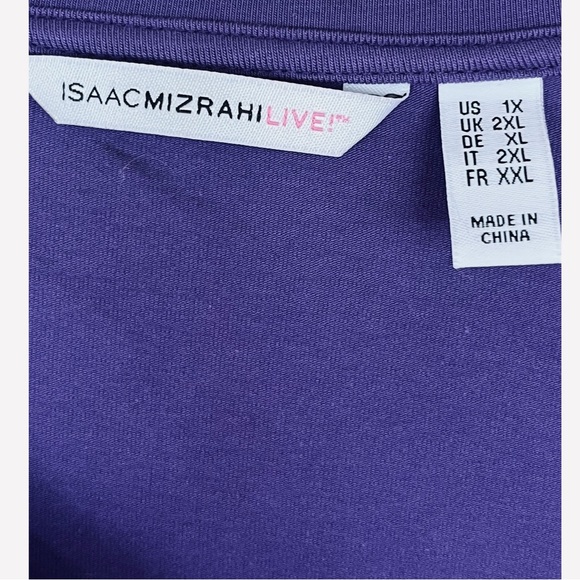 Isaac Mizrahi Live Women’s Plus Size Purple Long Sleeve V-Neck Top Size 1X - Picture 3 of 5